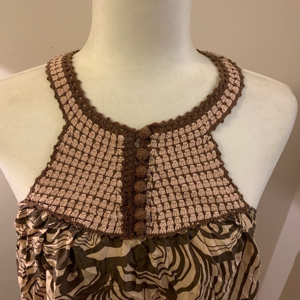 BCBGMaxAzria crocheted silk top, size S..